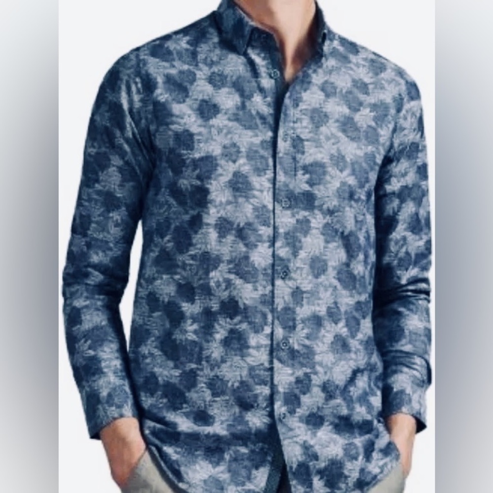Ted Baker NWT blue palm print button down shirt 5